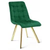 Scaun bucatarie/living, Artool, Cieza, catifea verde, picioare metal auriu, 49x60x87 cm
