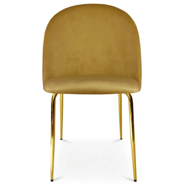 Scaun bucatarie/living, Artool, Inca, catifea galben curry, picioare metal auriu, 49x55x78 cm