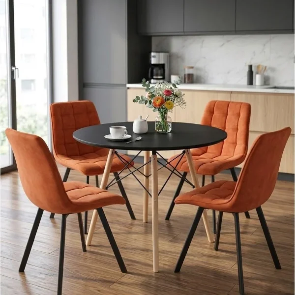 Scaun bucatarie/living, Artool, Cieza, catifea aramie, picioare metal negru, 49x60x87 cm