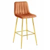 Scaun de bucatarie/bar, Artool, Pozza, catifea portocaliu cupru, picioare metal auriu, 43x49x102 cm