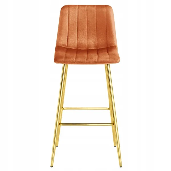 Scaun de bucatarie/bar, Artool, Pozza, catifea portocaliu cupru, picioare metal auriu, 43x49x102 cm