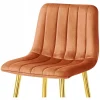 Scaun de bucatarie/bar, Artool, Pozza, catifea portocaliu cupru, picioare metal auriu, 43x49x102 cm