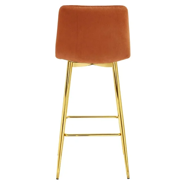 Scaun de bucatarie/bar, Artool, Pozza, catifea portocaliu cupru, picioare metal auriu, 43x49x102 cm