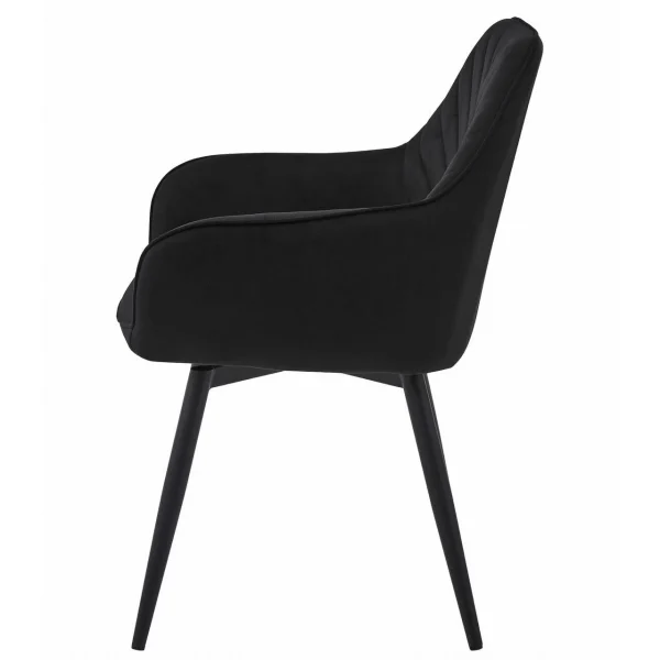 Scaun stil fotoliu bucatarie/living, Artool, Nana, rotativ, catifea neagra, picioare metal negru, 56x61x83.5 cm