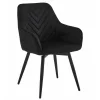 Scaun stil fotoliu bucatarie/living, Artool, Nana, rotativ, catifea neagra, picioare metal negru, 56x61x83.5 cm