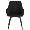 Scaun stil fotoliu bucatarie/living, Artool, Nana, rotativ, catifea neagra, picioare metal negru, 56x61x83.5 cm