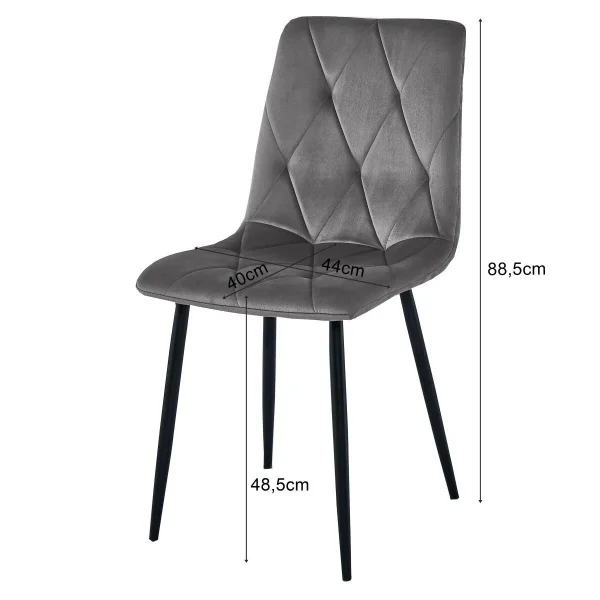 Scaun bucatarie/living, Artool, Libra, catifea gri inchis, picioare metal negru, 45x54x86.5 cm