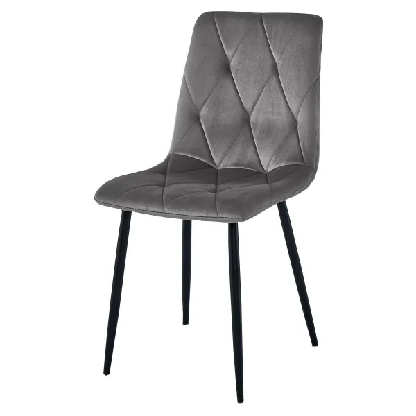 Scaun bucatarie/living, Artool, Libra, catifea gri inchis, picioare metal negru, 45x54x86.5 cm