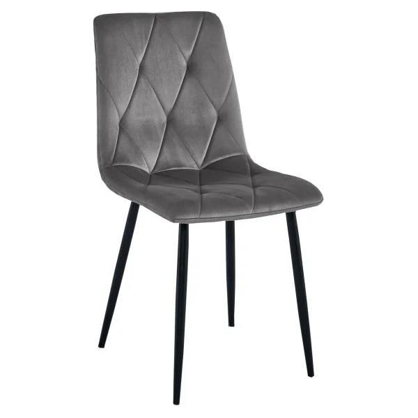 Scaun bucatarie/living, Artool, Libra, catifea gri inchis, picioare metal negru, 45x54x86.5 cm