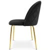 Scaun bucatarie/living, Artool, Inca, catifea neagra, picioare metal auriu, 49x55x78 cm