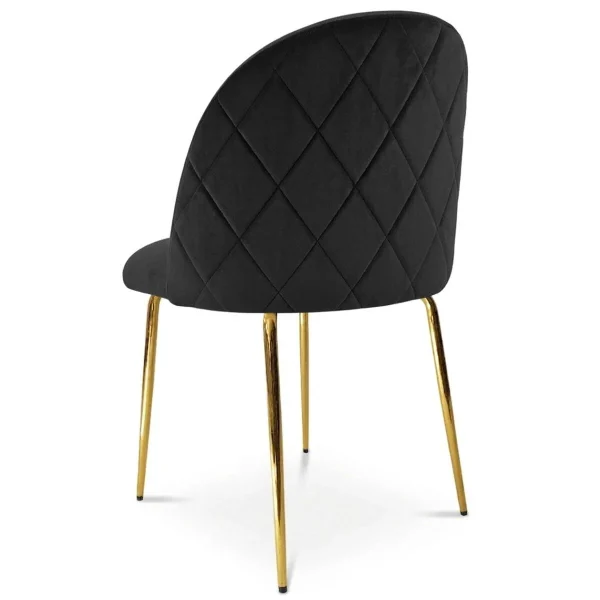 Scaun bucatarie/living, Artool, Inca, catifea neagra, picioare metal auriu, 49x55x78 cm