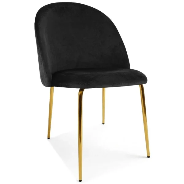 Scaun bucatarie/living, Artool, Inca, catifea neagra, picioare metal auriu, 49x55x78 cm