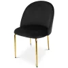 Scaun bucatarie/living, Artool, Inca, catifea neagra, picioare metal auriu, 49x55x78 cm