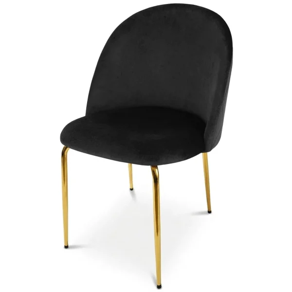 Scaun bucatarie/living, Artool, Inca, catifea neagra, picioare metal auriu, 49x55x78 cm