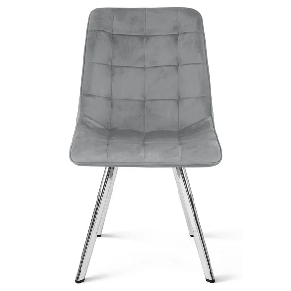 Scaun bucatarie/living, Artool, Cieza, catifea gri deschis, picioare metal argintiu, 49x60x87 cm