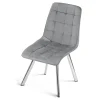 Scaun bucatarie/living, Artool, Cieza, catifea gri deschis, picioare metal argintiu, 49x60x87 cm