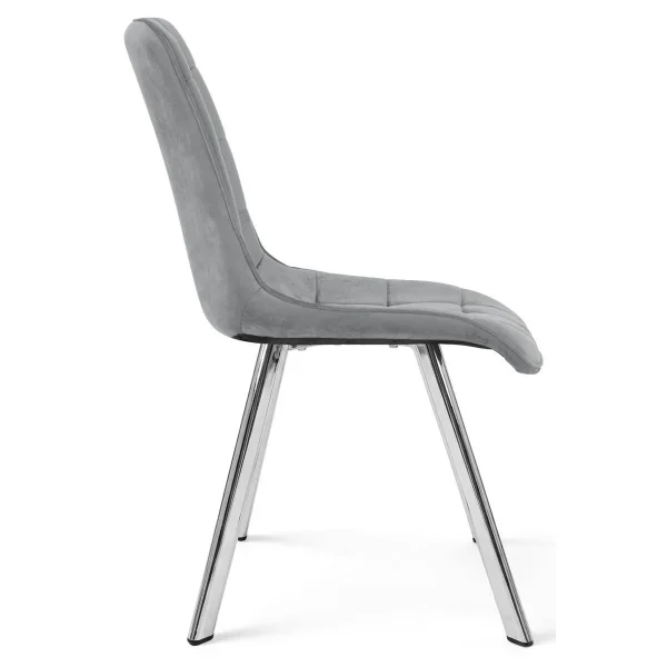 Scaun bucatarie/living, Artool, Cieza, catifea gri deschis, picioare metal argintiu, 49x60x87 cm