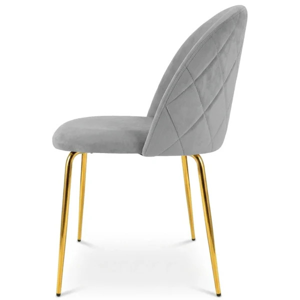 Scaun bucatarie/living, Artool, Inca, catifea gri deschis, picioare metal auriu, 49x55x78 cm
