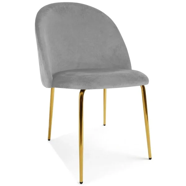 Scaun bucatarie/living, Artool, Inca, catifea gri deschis, picioare metal auriu, 49x55x78 cm