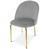 Scaun bucatarie/living, Artool, Inca, catifea gri deschis, picioare metal auriu, 49x55x78 cm