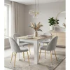 Scaun bucatarie/living, Artool, Inca, catifea gri deschis, picioare metal auriu, 49x55x78 cm