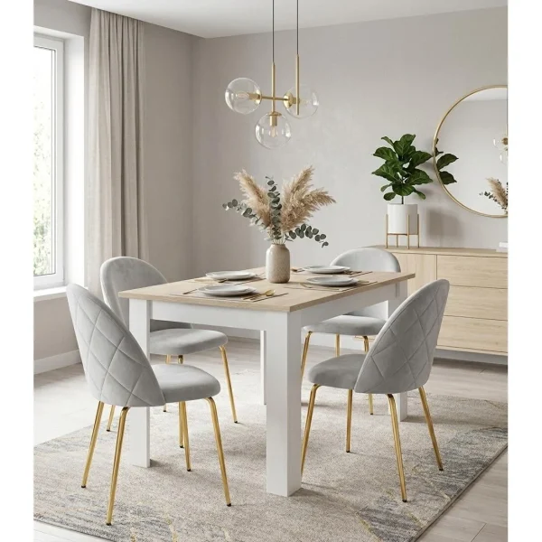 Scaun bucatarie/living, Artool, Inca, catifea gri deschis, picioare metal auriu, 49x55x78 cm