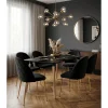 Scaun bucatarie/living, Artool, Inca, catifea neagra, picioare metal auriu, 49x55x78 cm