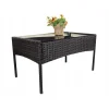 Set mobilier gradina/terasa, poliratan, maro cu perne crem, 1 masa, 2 fotolii, 1 canapea, Medi