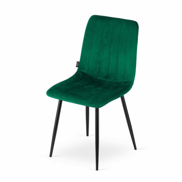 Scaun bucatarie/living, Artool, Lava, catifea verde, picioare metal negru, 43x51x90 cm