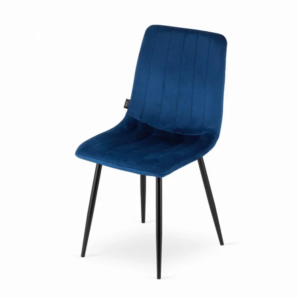 Scaun bucatarie/living, Artool, Lava, catifea bleumarin, picioare metal negru, 43x51x90 cm