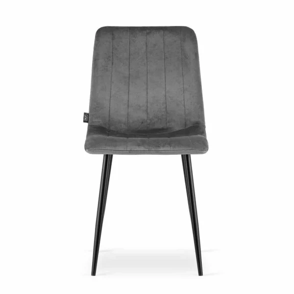 Scaun bucatarie/living, Artool, Lava, catifea gri, picioare metal negru, 43x51x90 cm
