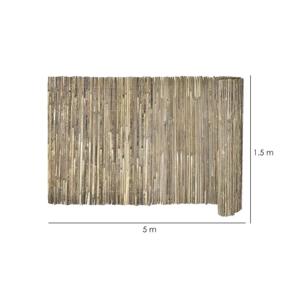 Gard/paravan din bambus natural, 5x1.5 m, sarma zincata