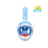 Masca snorkeling cu tub pentru copii model rechin, albastra