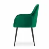 Scaun stil fotoliu bucatarie/living, Artool, Lugo, catifea verde, picioare metal negru, 57.5x56.5x86.5 cm