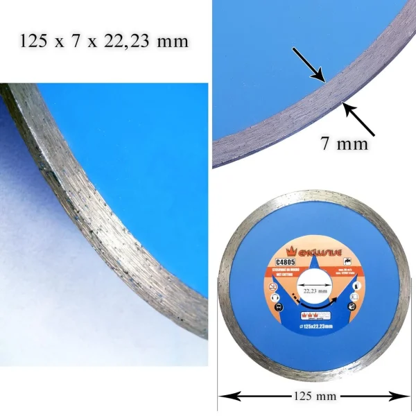 Disc diamantat continuu, placi ceramice, taiere umeda, 125 mm/22.23 mm, Richmann
