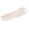 Tacamuri de unica folosinta, ecologice, lemn, cutit, furculita, servetel, 16 cm