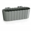 Jardiniera decorativa, suport plastic, gri, 4.9 L, 38.3x21.2x13 cm, Boardee Hook Old