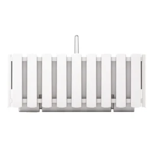 Jardiniera decorativa, suport metalic, sistem irigare,​​​​​​​ alb, 38x18x16.2 cm, Boardee Fencycase W Old