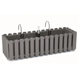 Jardiniera decorativa, suport metalic, sistem irigare, gri, 58x18x16.2 cm, Boardee Fencycase W Old
