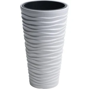 Ghiveci decorativ de flori, rotund, inalt, alb, 39x75 cm, Sand Slim