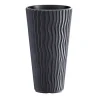 Ghiveci decorativ de flori, rotund, inalt, antracit, 29.7x53.1 cm, Sandy
