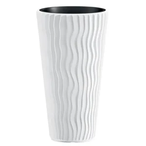 Ghiveci decorativ de flori, rotund, inalt, alb, 29.7x53.1 cm, Sandy