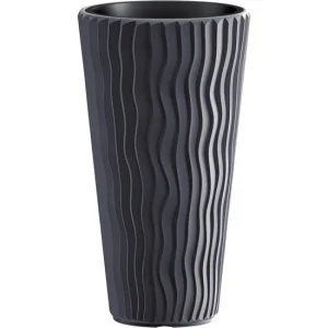 Ghiveci decorativ de flori, rotund, inalt, antracit, 18/45 L, 39x70.8 cm, Sandy Slim