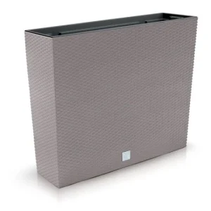 Jardiniera decorativa, imitatie ratan, cafeniu, 58x18x49.8 cm, Rato Case Old