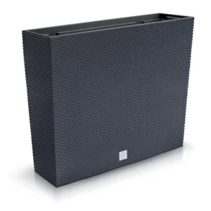 Jardiniera decorativa, imitatie ratan, antracit, 58x18x49.8 cm, Rato Case Old