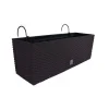 Jardiniera decorativa, suport metalic, imitatie ratan, maro, 58x18x19.5 cm, Rato Case W Old