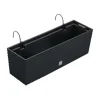 Jardiniera decorativa, suport metalic, imitatie ratan, antracit, 58x18x19.5 cm, Rato Case W
