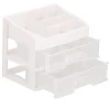 Organizator cosmetice, plastic, 3 niveluri, 2 sertare, alb, 30x25x34 cm, Springos