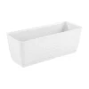 Jardiniera decorativa, Prosperplast, imitatie ratan, suport, alba, 49.2x17.2x17.4 cm, Old