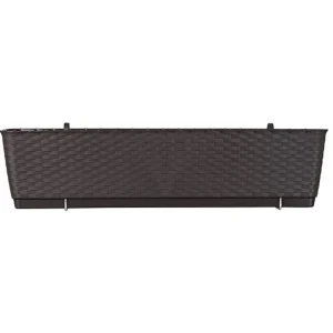 Jardiniera decorativa, Prosperplast, imitatie ratan, suport, maro, 49.2x17.2x17.4 cm, Old
